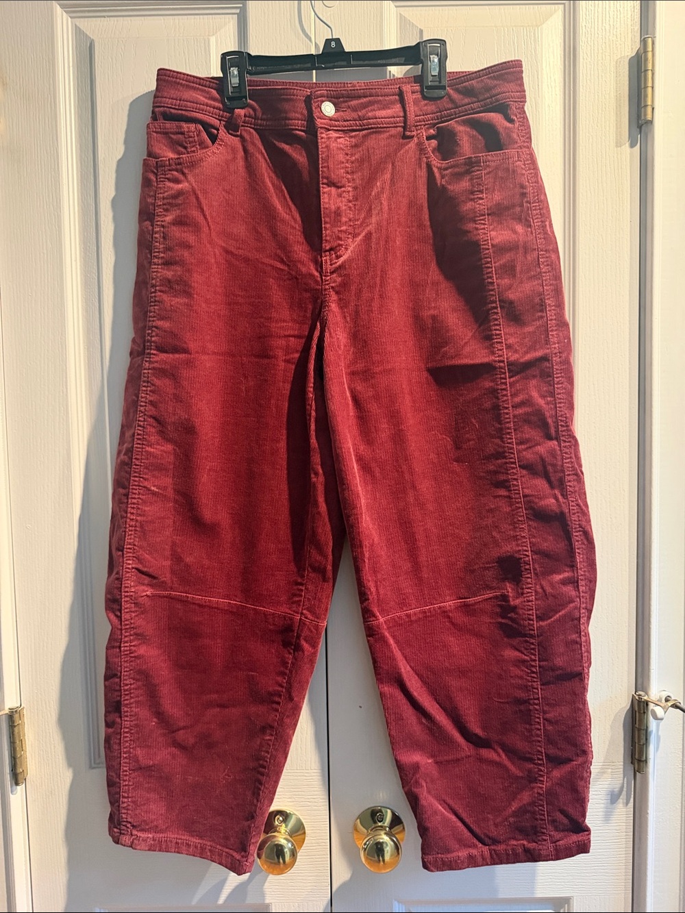 LOFT Corduroy Barrel Leg Pants - Burgundy
